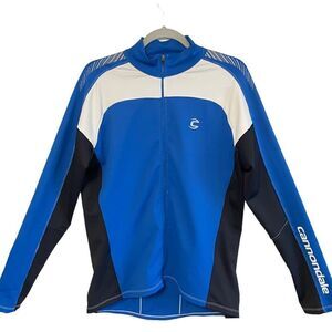 Cannondale Men’s Full Zip Bicycle Jersey Longsleeve Top , Blue colorblock medium